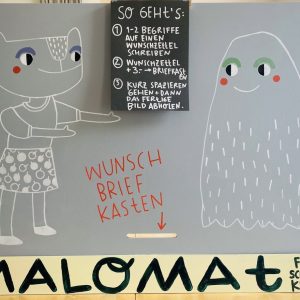 Frontalansicht der Zeichenwunschmaschine